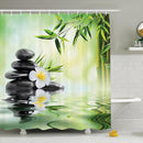 Bamboo Printing Waterproof Bathroom Shower Curtain Toilet Cover Mat Non-slip Carpet