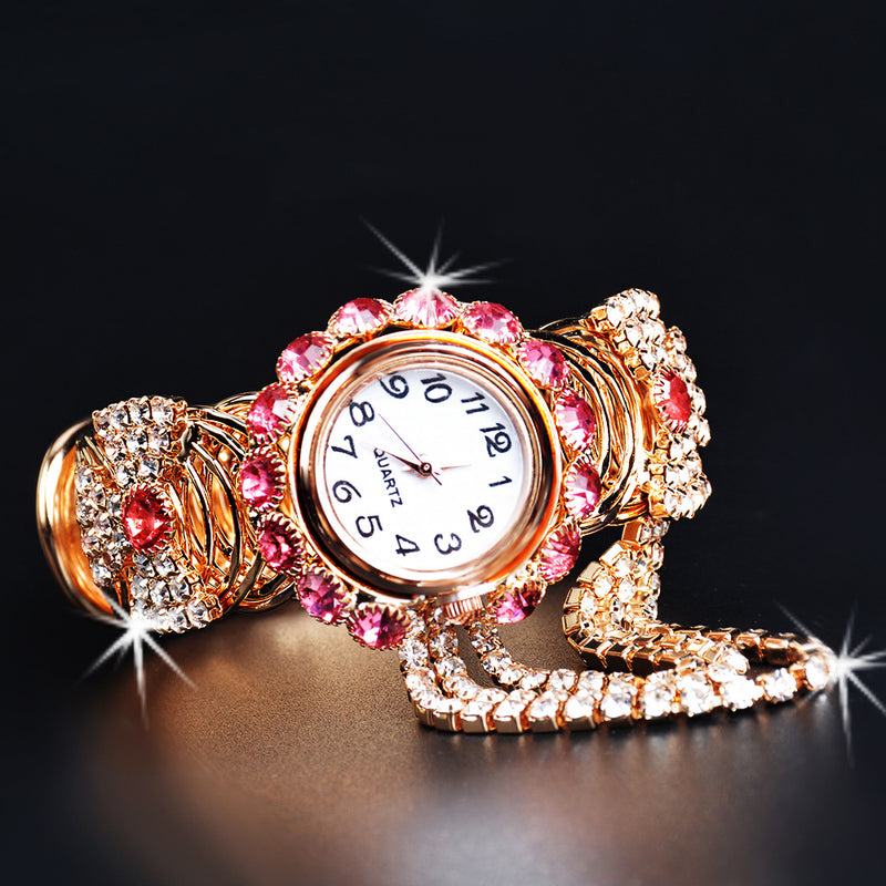 Deffrun Crystal Retro Style Women Bracelet Watch Wedding Dress Quartz Watches