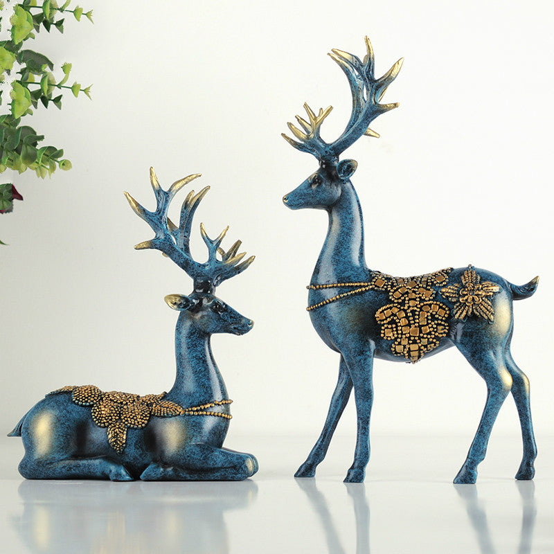 Nordic Style Resin Elk Figurines Furnishing Articles Originality Family Room Home Decorations