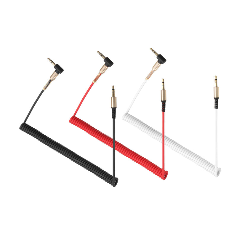 3.5mm Male to Male Coiled Stereo Audio Cable Copper Cable for Phone Speaker Tablet