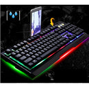 USB Wired Illuminated LED Backlight Metal Gaming Keyboard + Mouse Kit Black