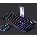 USB Wired Illuminated LED Backlight Metal Gaming Keyboard + Mouse Kit Black