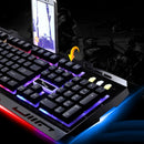 USB Wired Illuminated LED Backlight Metal Gaming Keyboard + Mouse Kit Black