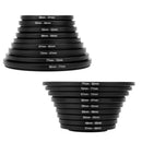 9pcs Step Up + 9pcs Step Down Ring Filter Stepping Adapter 37-82mm 82-37mm