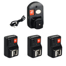 PT-04GY 4 CH Channels Wireless/Radio Flash Trigger+ 3 Receivers for Canon Nikon DSLR Camera
