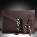 PU Leather Laptop Sleeve Bag Case Cover with Charger Earphone Storage Pouch For MacBook Air 11'' Dark Brown