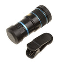 Telescope Camera Lens HD 8X Optical Telescope Camera Lens for Mobile Phone with Universal Clip Suitable for iPhone Samsung Asus Sony iPad Blue