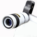 Telescope Camera Lens HD 8X Optical Telescope Camera Lens for Mobile Phone with Universal Clip Suitable for iPhone Samsung Asus Sony iPad White