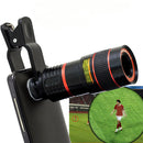 Telescope Camera Lens HD 8X Optical Telescope Camera Lens for Mobile Phone with Universal Clip Suitable for iPhone Samsung Asus Sony iPad Red