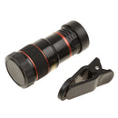 Telescope Camera Lens HD 8X Optical Telescope Camera Lens for Mobile Phone with Universal Clip Suitable for iPhone Samsung Asus Sony iPad Red