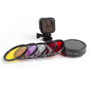 58mm Lens Filter Adaptor + CPL UV ND2 Red Yellow Purple Filter Set Round Circle for Gopro Hero 4 Session