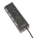 High Speed USB 2.0 Hub 4 Ports Portable USB Hub 480 Mbps On/Off Switch Hub USB Splitter Adapter For PC Laptop