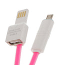2 in 1 USB Data Charging Charger Cable OTG Cord for Android Phones iPhone Rose Red