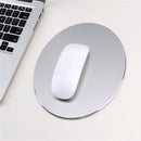 Round Durable Aluminum Alloy Surface Hard Mouse Mat Pad Non-slip Rubber Base Silver
