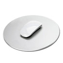 Round Durable Aluminum Alloy Surface Hard Mouse Mat Pad Non-slip Rubber Base Silver