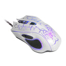 Gaming Mouse Optical Wired USB Mice Adjustable DPI Switch with 6Buttons 7LED White