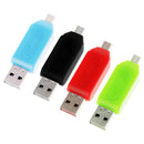 USB2.0 + Micro USB OTG Adapter TF Memory Card Reader for PC Smartphone Blue