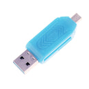 USB2.0 + Micro USB OTG Adapter TF Memory Card Reader for PC Smartphone Blue