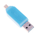 USB2.0 + Micro USB OTG Adapter TF Memory Card Reader for PC Smartphone Blue