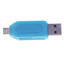 USB2.0 + Micro USB OTG Adapter TF Memory Card Reader for PC Smartphone Blue