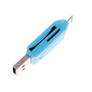 USB2.0 + Micro USB OTG Adapter TF Memory Card Reader for PC Smartphone Blue