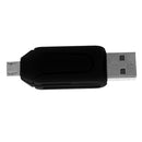 USB2.0 + Micro USB OTG Adapter TF Memory Card Reader for PC Smartphone Black