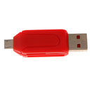 USB2.0 + Micro USB OTG Adapter TF Memory Card Reader for PC Smartphone Red