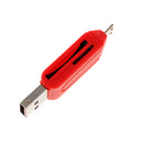 USB2.0 + Micro USB OTG Adapter TF Memory Card Reader for PC Smartphone Red
