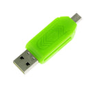 USB2.0 + Micro USB OTG Adapter TF Memory Card Reader for PC Smartphone Green