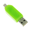 USB2.0 + Micro USB OTG Adapter TF Memory Card Reader for PC Smartphone Green