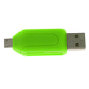 USB2.0 + Micro USB OTG Adapter TF Memory Card Reader for PC Smartphone Green