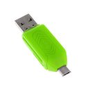USB2.0 + Micro USB OTG Adapter TF Memory Card Reader for PC Smartphone Green