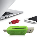 USB2.0 + Micro USB OTG Adapter TF Memory Card Reader for PC Smartphone Green