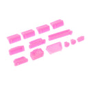 Durable 13 Pieces Silicone Anti Dust Plug Stopper Set For Laptop Notebook Pink