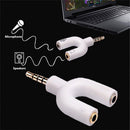 3.5mm Stereo Splitter Audio to Mic Headset Jack Plug Adapter for Smartphone White