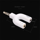 3.5mm Stereo Splitter Audio to Mic Headset Jack Plug Adapter for Smartphone White