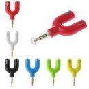 3.5mm Stereo Splitter Audio to Mic Headset Jack Plug Adapter for Smartphone Red