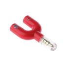 3.5mm Stereo Splitter Audio to Mic Headset Jack Plug Adapter for Smartphone Red