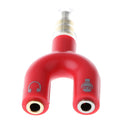 3.5mm Stereo Splitter Audio to Mic Headset Jack Plug Adapter for Smartphone Red