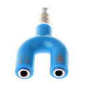 3.5mm Stereo Splitter Audio to Mic Headset Jack Plug Adapter for Smartphone Blue