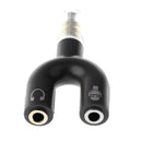 3.5mm Stereo Splitter Audio to Mic Headset Jack Plug Adapter for Smartphone Black