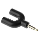 3.5mm Stereo Splitter Audio to Mic Headset Jack Plug Adapter for Smartphone Black
