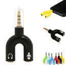 3.5mm Stereo Splitter Audio to Mic Headset Jack Plug Adapter for Smartphone Black