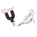 3.5mm Stereo Splitter Audio to Mic Headset Jack Plug Adapter for Smartphone Black