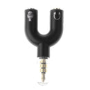 3.5mm Stereo Splitter Audio to Mic Headset Jack Plug Adapter for Smartphone Black