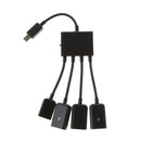 4 in 1 Micro USB Hub Male to Female Three USB 2.0 Host OTG Adapter Cable