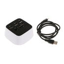 3Port USB 2.0 Hub with M2 TF MS Card Reader Colorful LED Light for Laptop