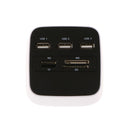 3Port USB 2.0 Hub with M2 TF MS Card Reader Colorful LED Light for Laptop