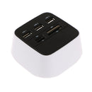 3Port USB 2.0 Hub with M2 TF MS Card Reader Colorful LED Light for Laptop