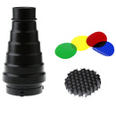 Professional Light Conical Snoot with Honeycomb Grid & Filter Kit for Bowens